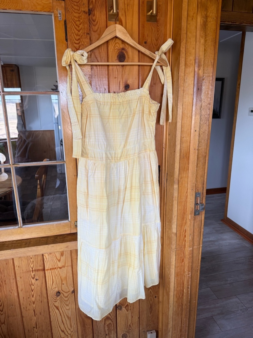 Tie-Shoulder Yellow Midi Sundress